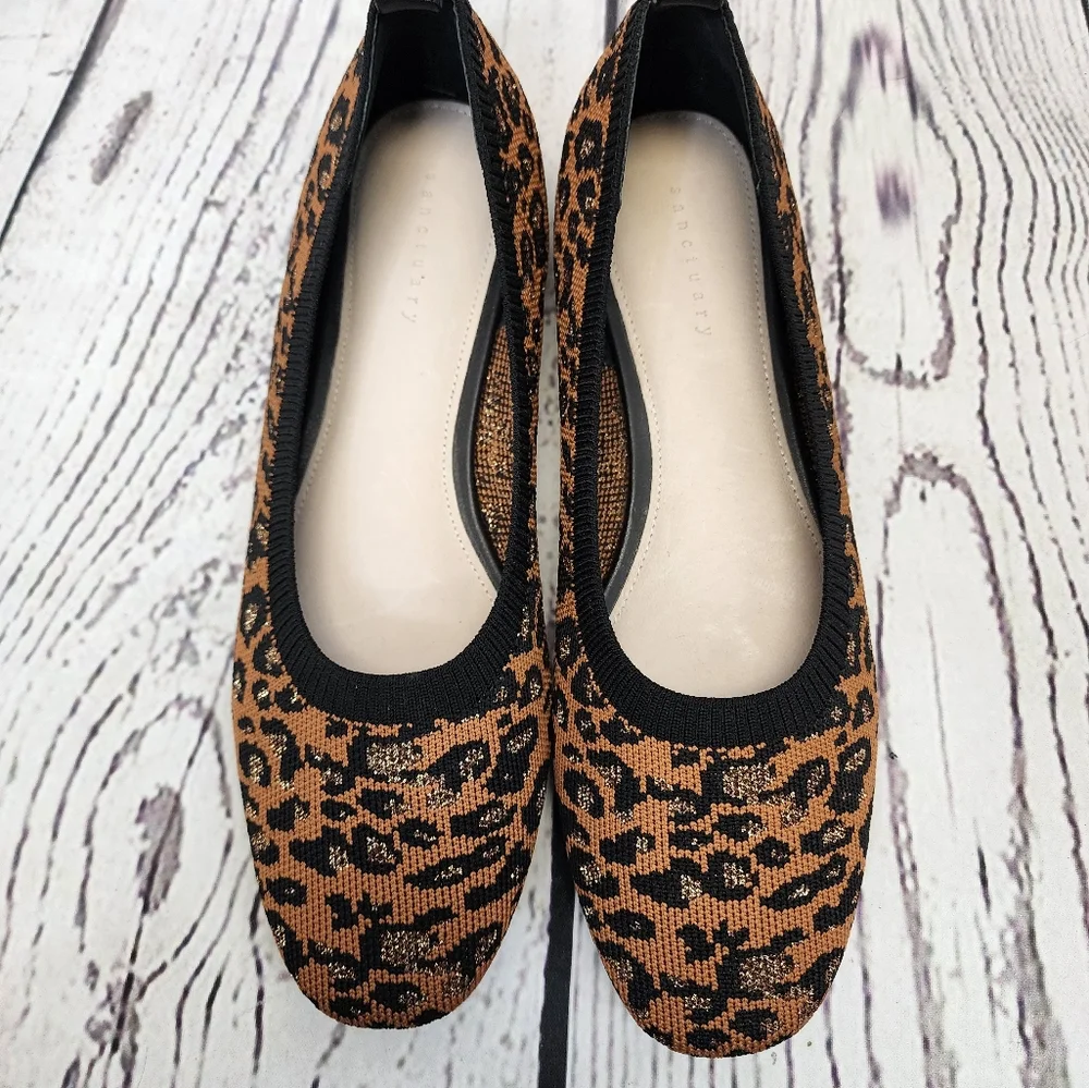Sanctuary Brown Black Leopard Print Flats Size‎ 8 1/2